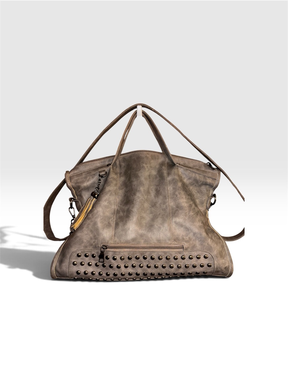 Faux leather Grey Studded Tote Bag